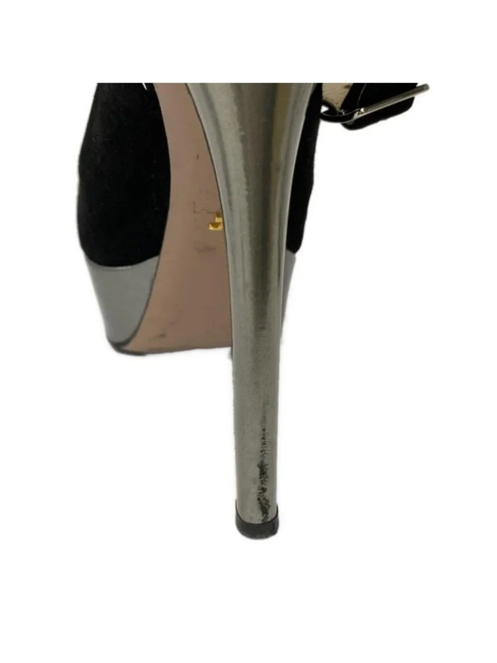 Prada Mule 37 Black Silver High Heels Leather - Picture 10 of 10